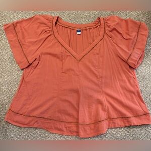 Old Navy Orange Puff Sleeve Crop Blouse